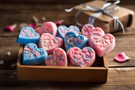 Bars of handmade natural soap with herbs and flowers, Valentine's day gift, AI Generated illustrationの素材