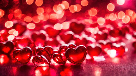 Valentine's day red heart background, AI Generated illustrationの素材