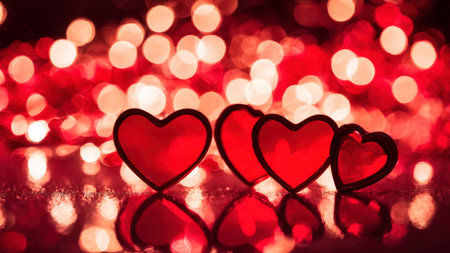 Valentine's day red heart background, AI Generated illustrationの素材