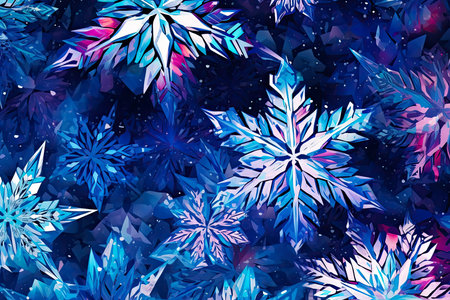 Abstract Christmas background with snowflakes, AI Generated illustrationの素材