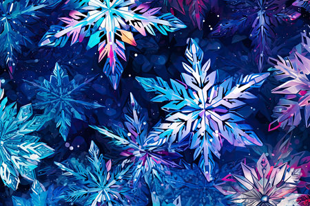 Abstract Christmas background with snowflakes, AI Generated illustrationの素材