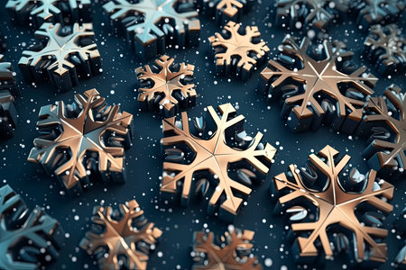 Abstract Christmas background with snowflakes, AI Generated illustrationの素材