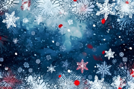 Abstract Christmas background with snowflakes, AI Generated illustrationの素材