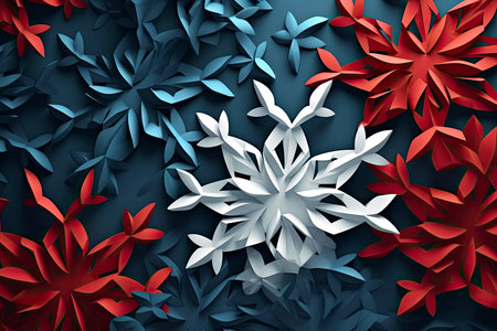 Abstract Christmas background with snowflakes, AI Generated illustrationの素材