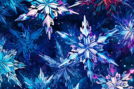 Abstract Christmas background with snowflakes, AI Generated illustrationの素材