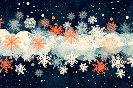 Abstract Christmas background with snowflakes, AI Generated illustrationの素材