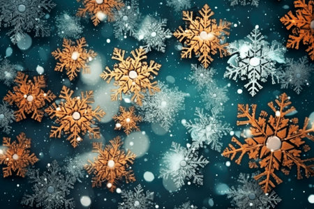 Abstract Christmas background with snowflakes, AI Generated illustrationの素材