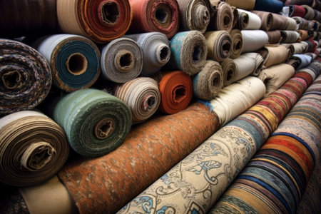 Various colored carpet rolls, AI Generated illustrationの素材