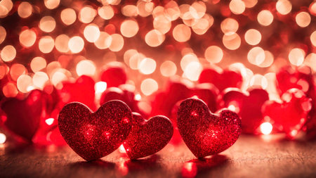 Valentine's day red heart background, AI Generated illustrationの素材