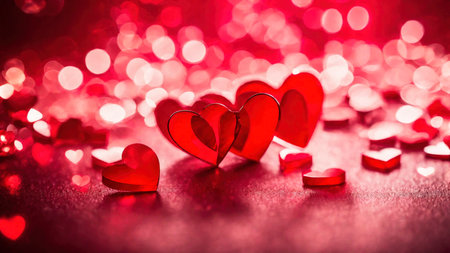 Valentine's day red heart background, AI Generated illustrationの素材