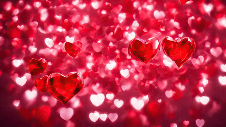 Valentine's day red heart background, AI Generated illustrationの素材