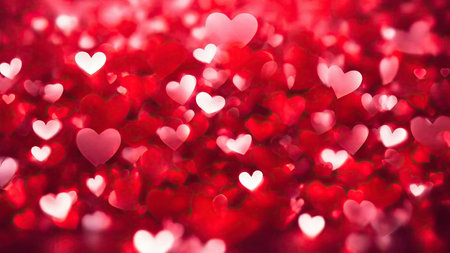 Valentine's day red heart background, AI Generated illustrationの素材