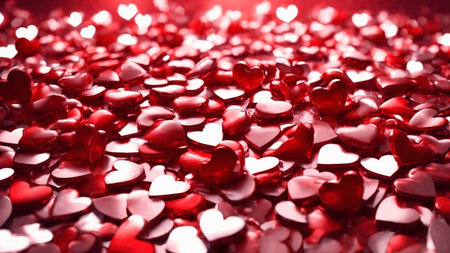 Valentine's day red heart background, AI Generated illustrationの素材