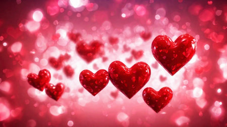 Valentine's day red heart background, AI Generated illustrationの素材