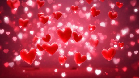 Valentine's day red heart background, AI Generated illustrationの素材