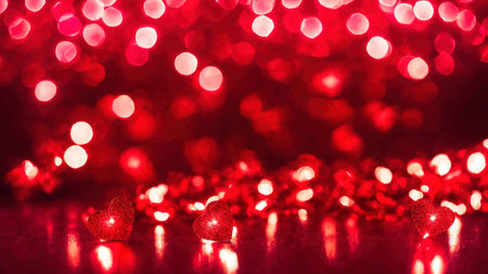 Valentine's day red heart background, AI Generated illustrationの素材