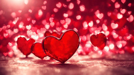 Valentine's day red heart background, AI Generated illustrationの素材