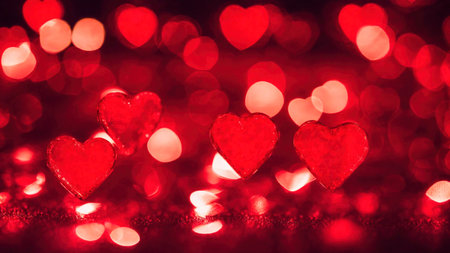 Valentine's day red heart background, AI Generated illustrationの素材