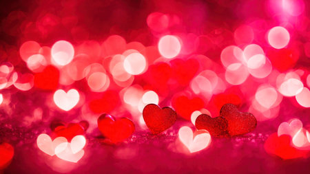 Valentine's day red heart background, AI Generated illustrationの素材