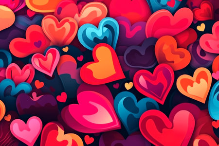 Abstract background with colorful hearts for Valentine's Day, AI Generated illustrationの素材