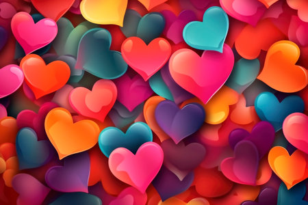 Abstract background with colorful hearts for Valentine's Day, AI Generated illustrationの素材