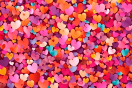 Abstract blurred background with colorful hearts for Valentine's Day, AI Generated illustrationの素材