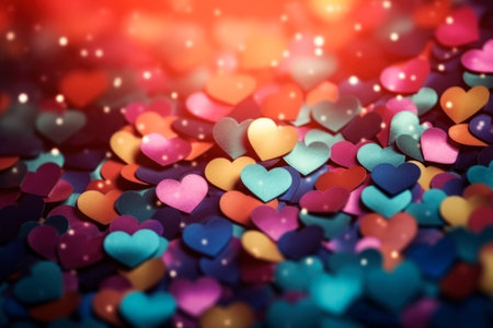 Abstract background with colorful hearts for Valentine's Day, AI Generated illustrationの素材