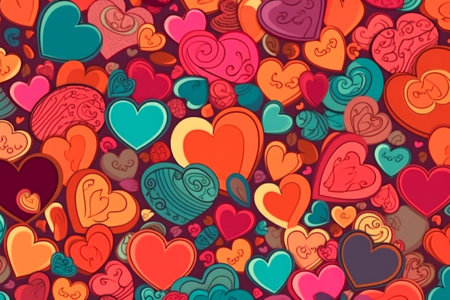 Abstract background with colorful hearts for Valentine's Day, AI Generated illustrationの素材