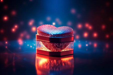 Heart shaped Valentine's Day gift, AI Generated illustrationの素材