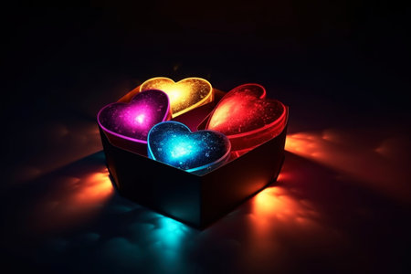 Heart shaped Valentine's Day gift, AI Generated illustrationの素材