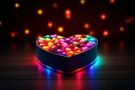 Heart shaped Valentine's Day gift, AI Generated illustrationの素材