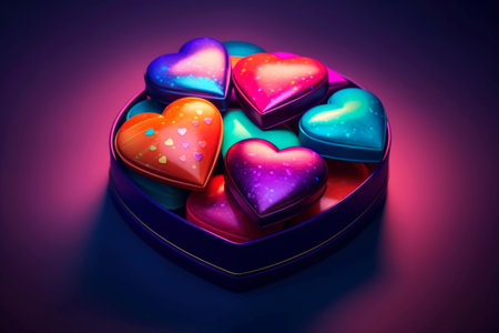 Heart shaped Valentine's Day gift, AI Generated illustrationの素材