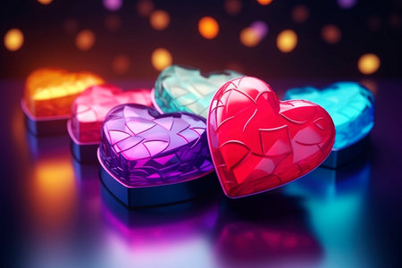 Heart shaped Valentine's Day gift, AI Generated illustrationの素材