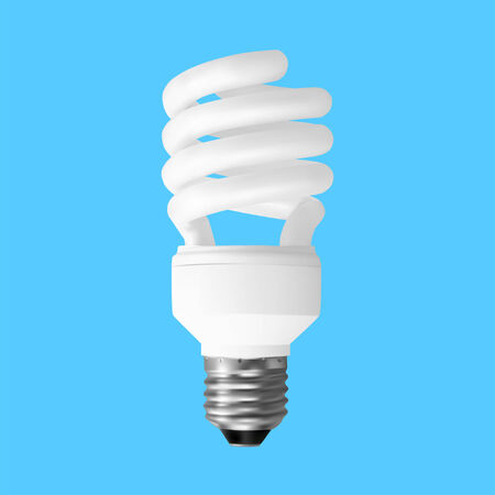 White energy saving lightbulb isolated on blue background  Vector illustrationのイラスト素材