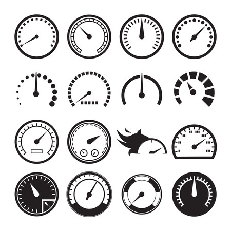 Set of speedometers icons. Vector illustrationのイラスト素材