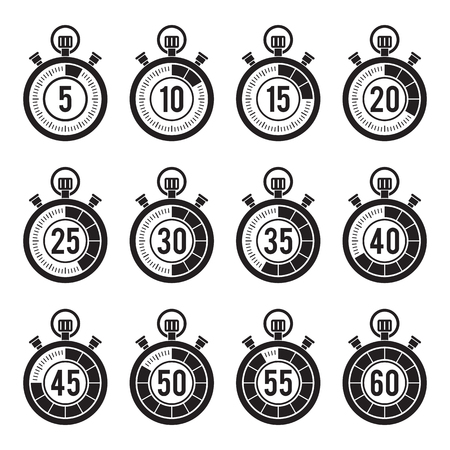 Timer icons set. Vector illustrationのイラスト素材