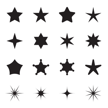 Star icons set. Black icons isloated on a white background. Vector illustrationのイラスト素材