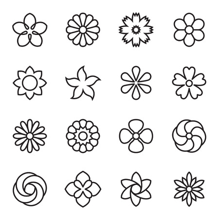 Flower icons. Vector illustrationのイラスト素材