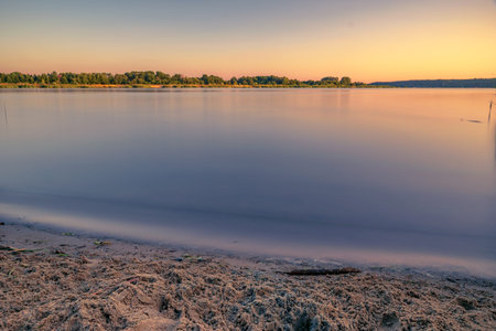 Long exposure image of Narew River in DÄ™be Poland