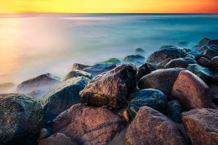 Baltic Sea with rocks in foregroundの写真素材
