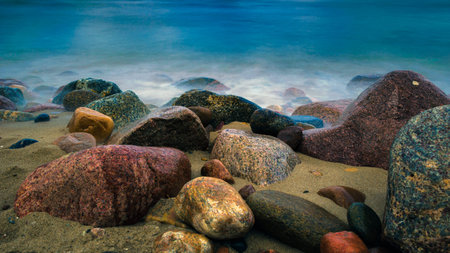 Colorful rocks by the sea