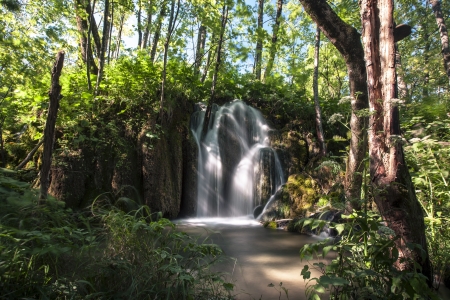 Beautiful waterfalls in Plitvice Lakes National Park in Croatiaの写真素材