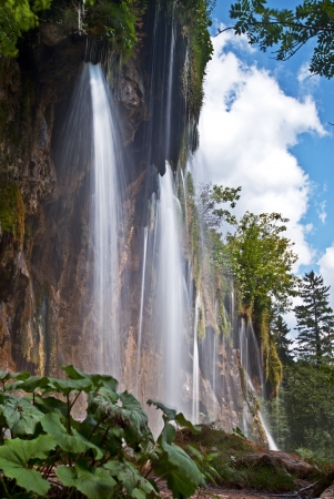 Beautiful waterfalls in Plitvice Lakes National Park in Croatiaの写真素材