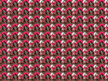 Red White and Brown reindeer  hair bows wallpaper for Christmasの写真素材