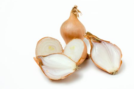 Shallot Line Up isolated against white background.の写真素材