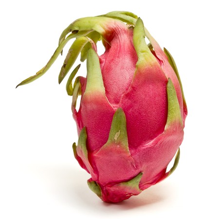 Vivid and Vibrant Dragon Fruit isolated against white background.の写真素材