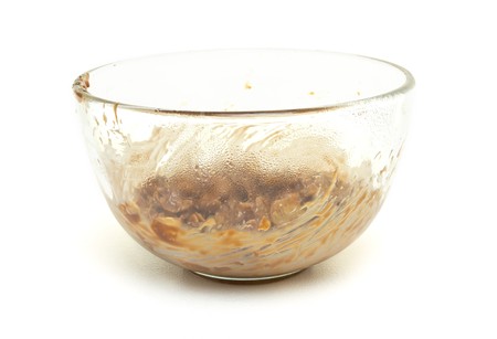 Cup Cake Mix ingrediants melted and mixed in glass bowl.の写真素材