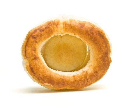 abstract empty puff pastry vol au vent cases isolated on white.の写真素材