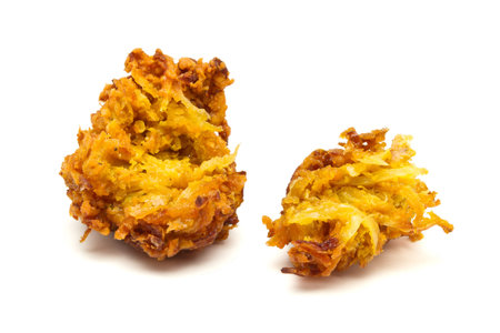 Indian onion baji from low perspective isolated on white.の写真素材