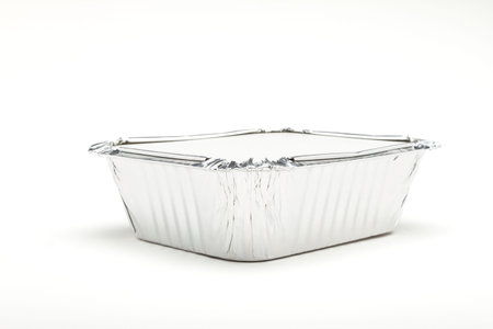 Foil Container with lid isolated on white background.の写真素材